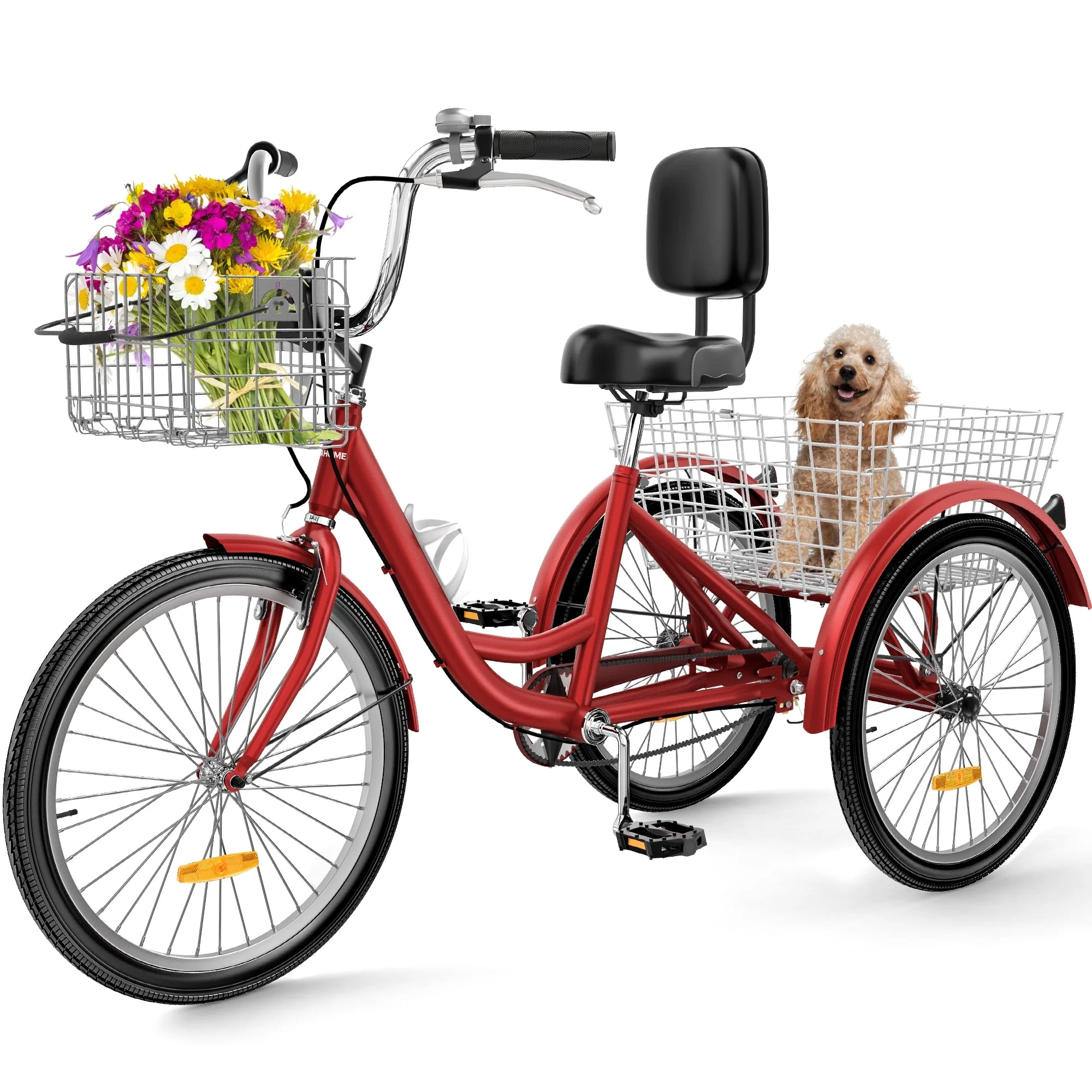 26 Adult Tricycle 3 Wheel Bikes 1 Speed Trike Bike 24 - Blue