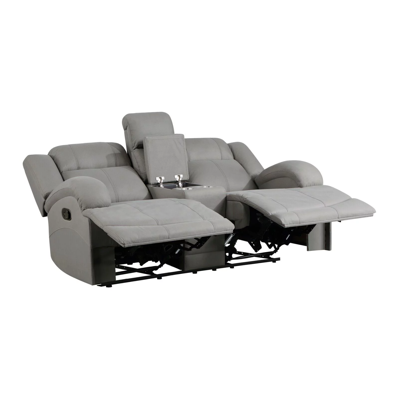 Gray Color Polished Microfiber Upholstered Reclining Sofa Set 2pc Sofa Console Loveseat Modern Living Room