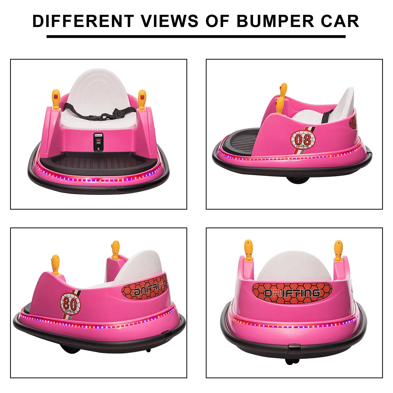 OTTARO 12V Electric Powered Ride on Bumper Car for Girls Boys with Remote Control,360 Spin,Music(Lavender)