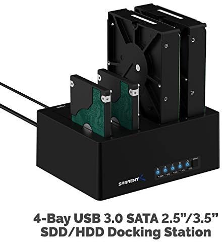 Sabrent 4-Bay USB 3.0 SATA 2.5"/3.5" SSD/HDD Docking Station (DS-U3B4)