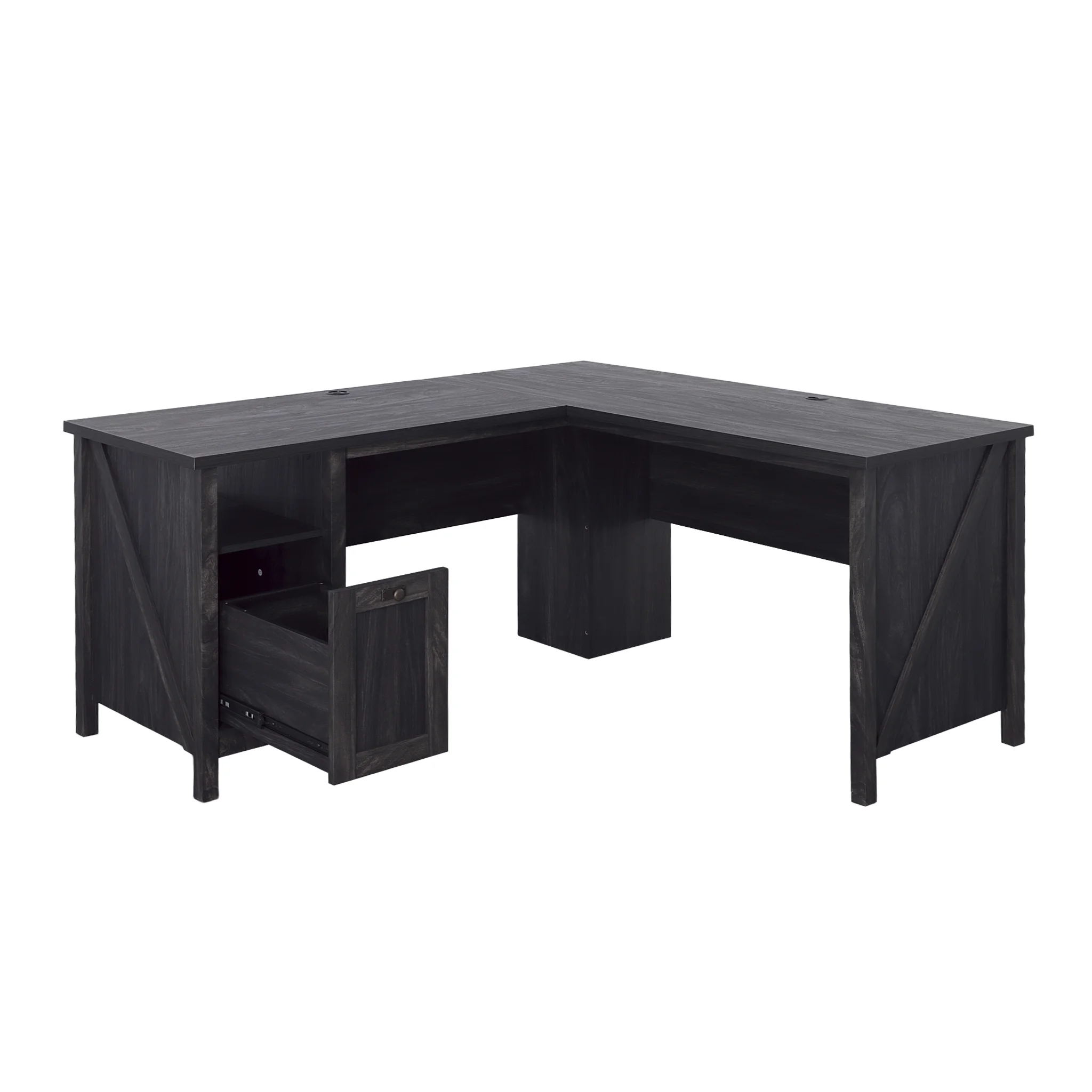 Better Homes & Gardens Modern Farmhouse L-Desk, Black Finish