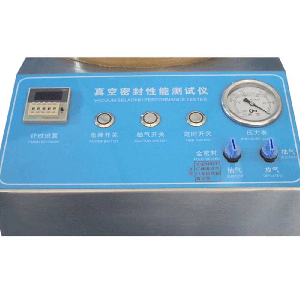 Vacuum Seal Tester Vacuum Sealing Performance Diagnostics Tester w/Vacuum Pump 270mmx270mmx200mm Suitable for Packaging Bags, Bottles 110V