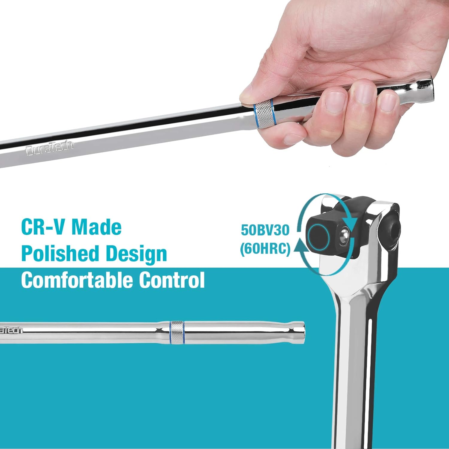 DURATECH 1/2-Inch Drive Click Torque Wrench, 30-160 Ft-lb, with Socket Adapter, Extensions Bar, Storage Case Included