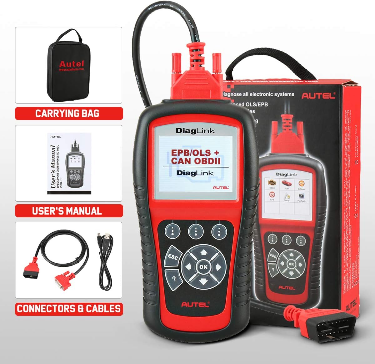 Autel OBDII OBD2 Code Reader Diaglink (DIY Version of MD802) All Systems/Modules Diagnostic for ABS, SRS, Engine, Transmission, EPB, Oil Reset