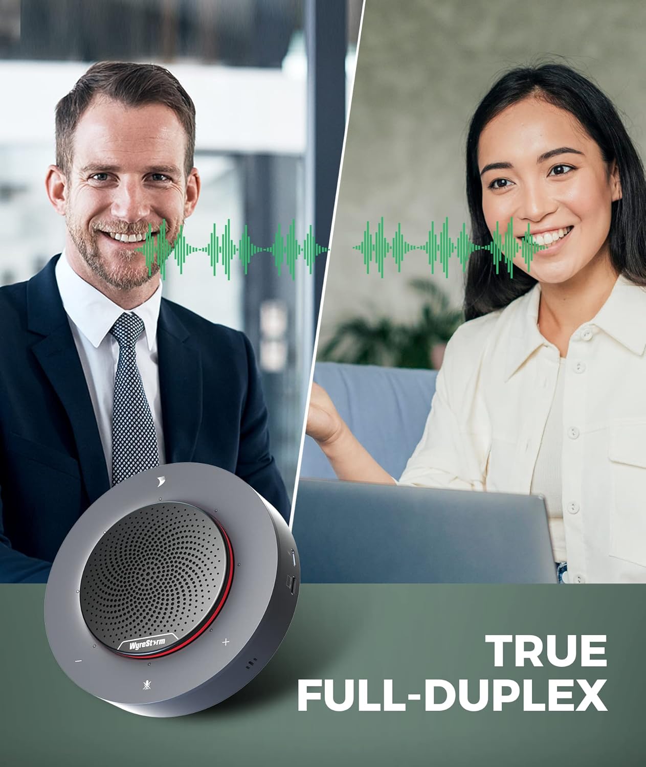 WyreStorm Halo 90 Conference Speaker, 4 Noise-canceling Mics, Enhanced 360° Voice Pickup, 4K@60Hz Video Resolution, AGC Voice Balance, Full-Duplex, with USB-C Docking Function Supply Power to PC