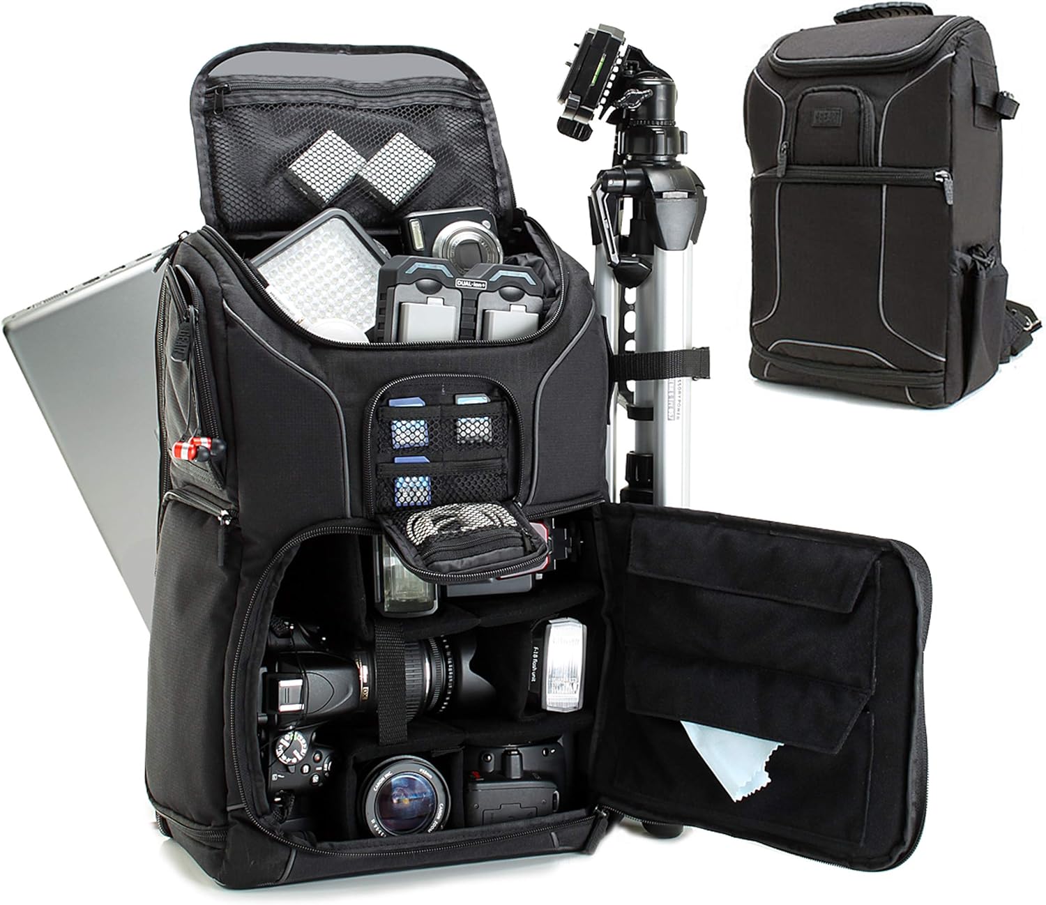 USA Gear DSLR Camera Backpack Case - 15.6 inch Laptop Compartment, Padded Custom Dividers, Tripod Holder, Rain Cover, Long-Lasting Durability and Storage Pockets - Compatible with Many DSLRs (Green)