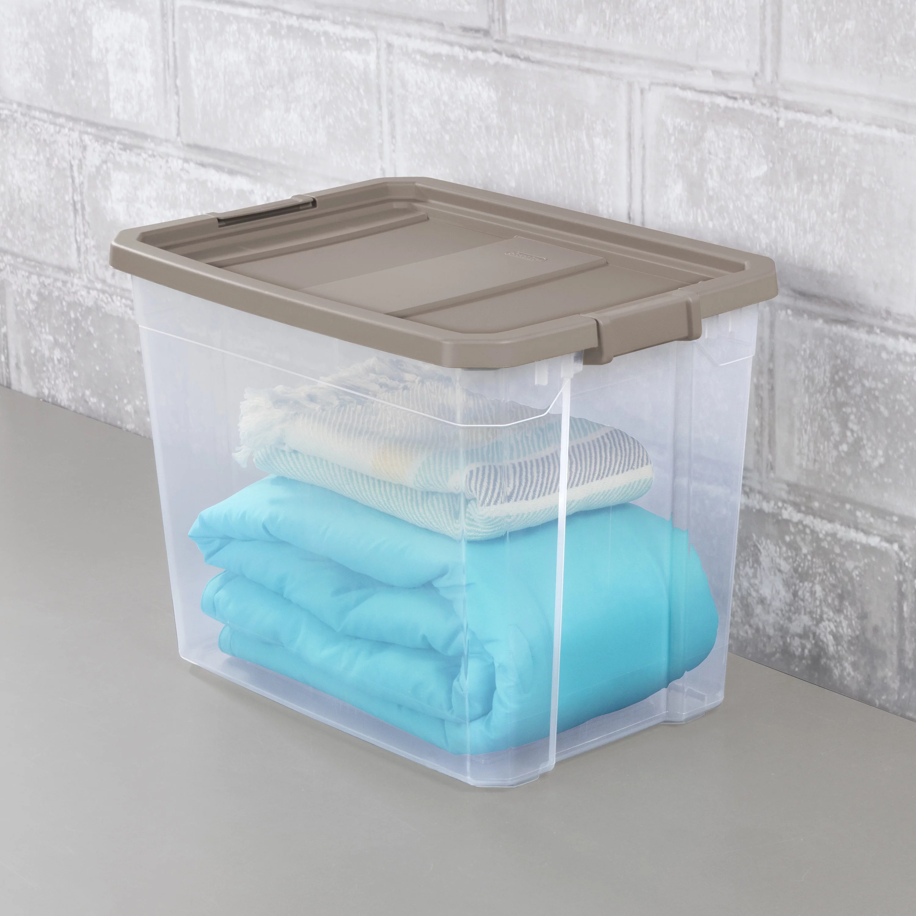 Sterilite Plastic 108 Qt. Stacker Box Taupe Splash Set of 4 - Curated Treasures Market