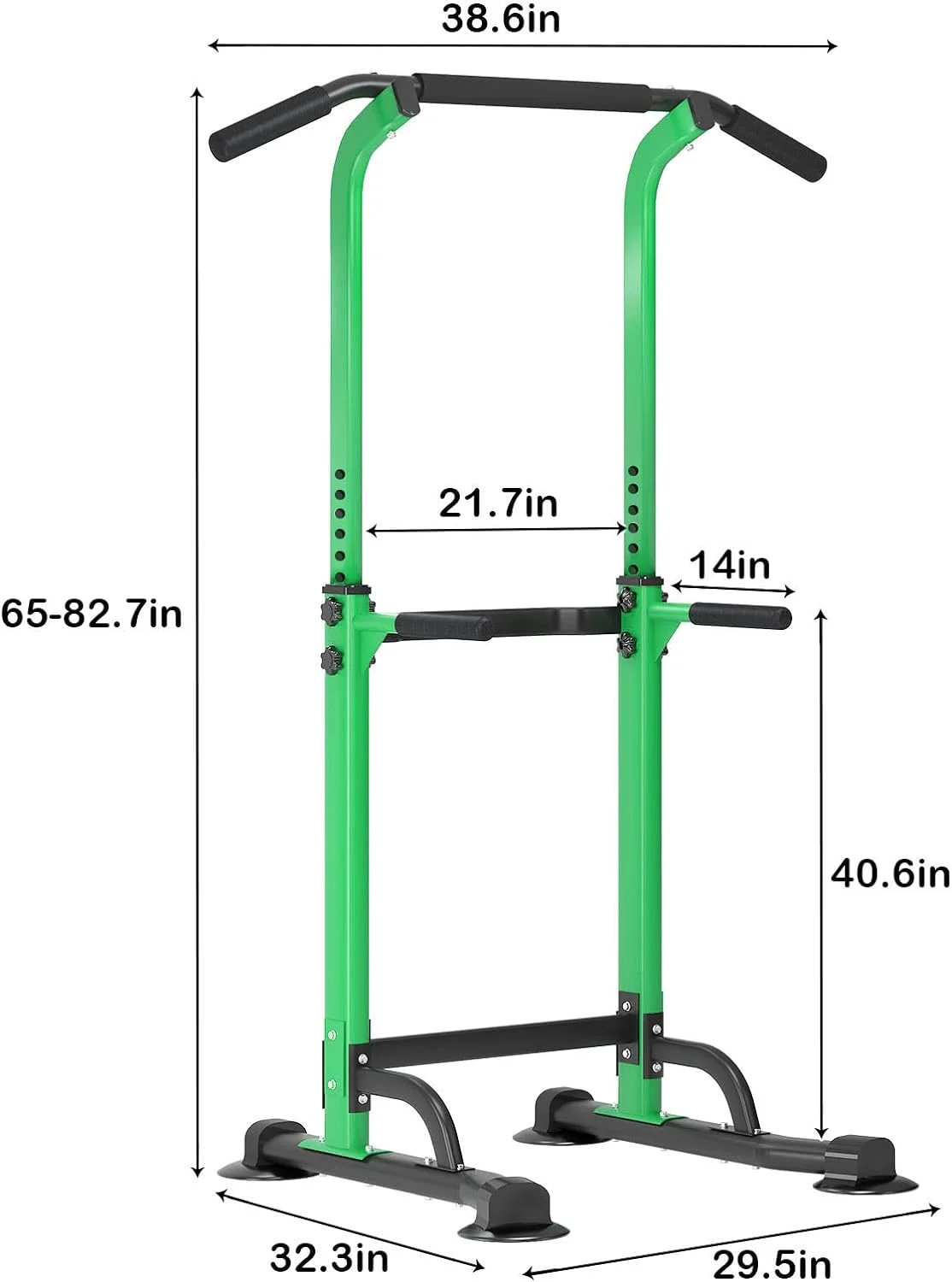 SOGES Height Adjustable Power Tower Dip Stands Pull up Bar Strength Training for Home Gym Black