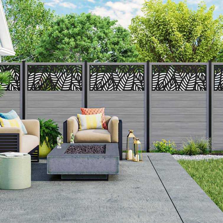 Barrette Outdoor Living 6 ft. x 4 ft. Cypress Vinyl Fence with Sanibel Black Decorative Screen - Shop Hardware Tools Online Store