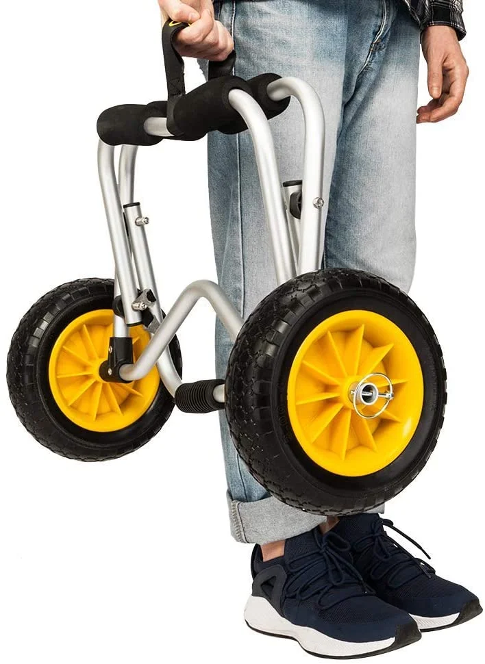 Bend Kayak Canoe Boat Carrier Dolly Trailer Trolley Transport Cart Boat Wheel with NO-Flat Airless Tires Wheels and 2 Ratchet Straps,for Paddleboards, Boats, Floats