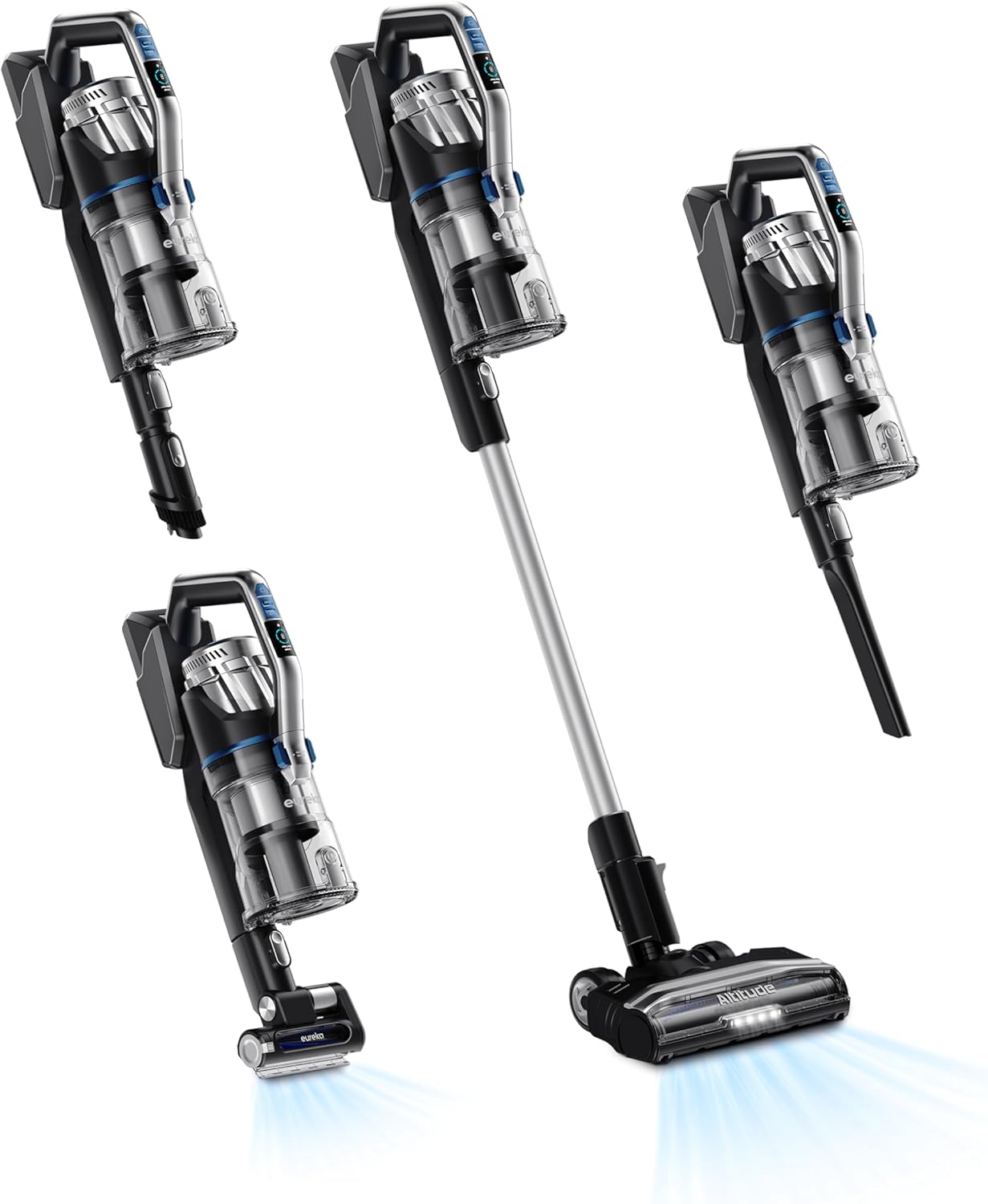 Eureka Cordless Vacuum Cleaner, Stick Vacuum for Home Pet Hair Carpet Hardfloor, Powerful Suction, Dual LED Headlights, 180° Flexible Brush Head, 60 Mins Runtime, Black