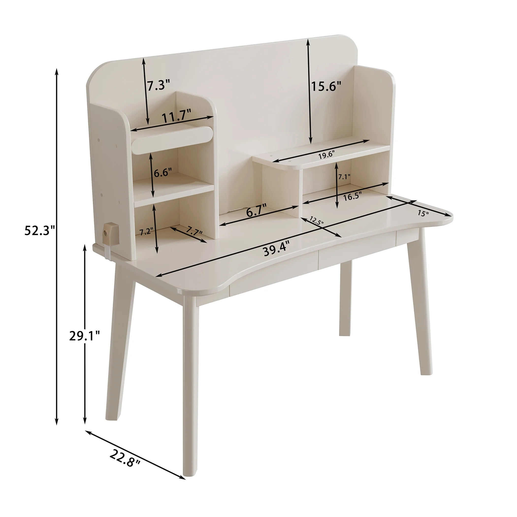BALANBO Kids Desk Kids Table Wooden Children’s Study Desk with Bookshelf and Two Drawers Desk for 3 Years Old and Above Student's Study Computer Workstation & Writing Table for Home School Use(White