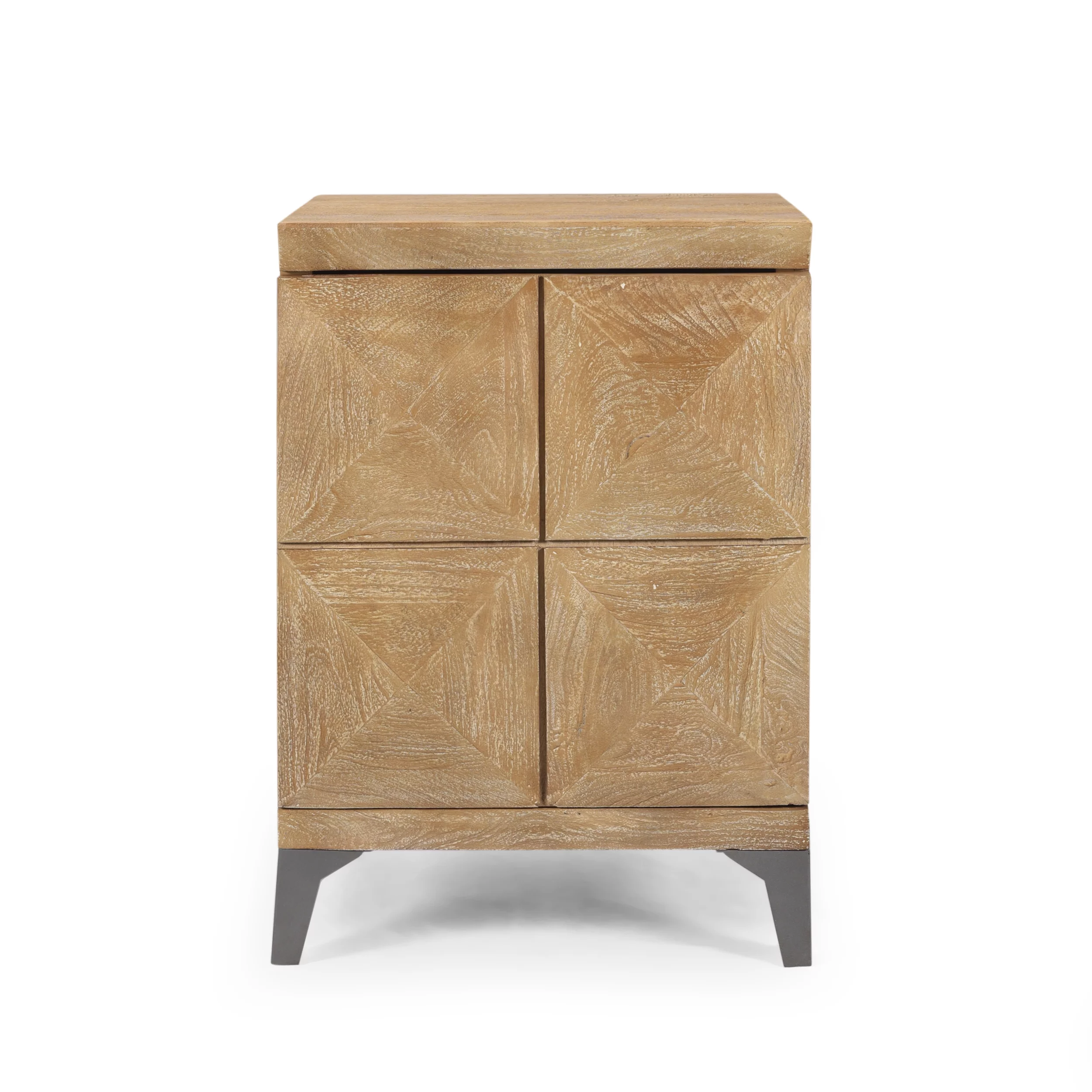 Daksh Handcrafted Boho Mango Wood Cabinet, Sandblasted Oak and Gray Antique