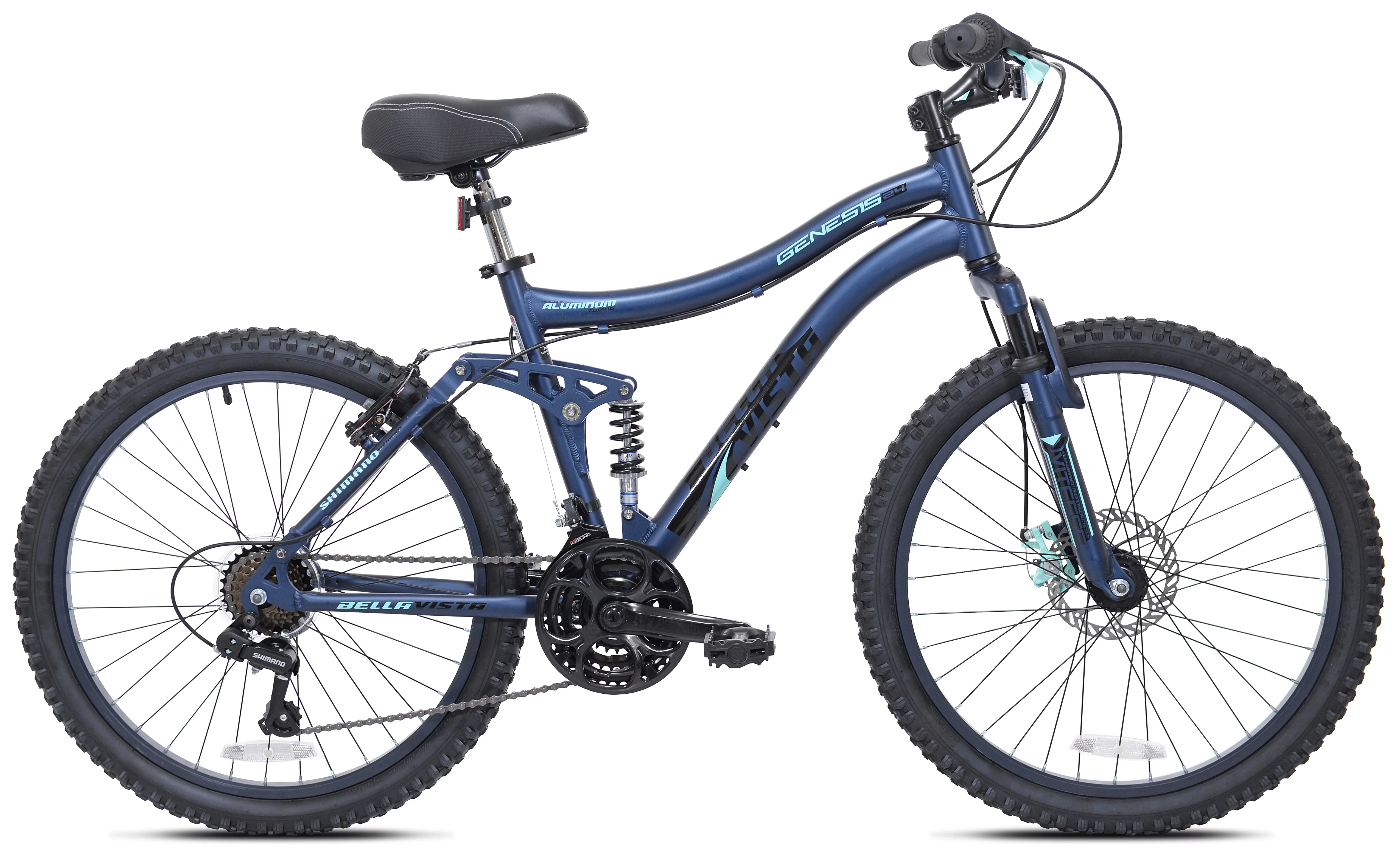 Genesis 24" Bella Vista Girl's Full Suspension Tween/Teen Mountain Bike, Blue