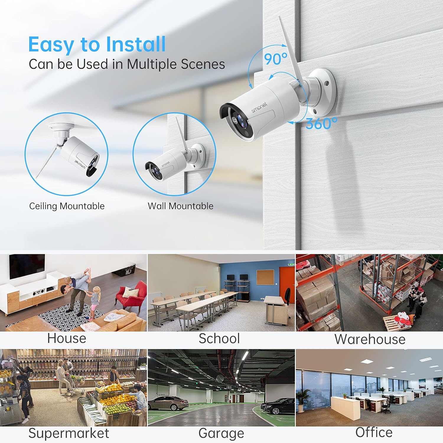 3MP Wireless Security Camera System with AUDIO,SMONET 8 Channel WiFi Home Surveillance NVR Kits,4Pcs 3MP Outdoor Indoor CCTV Cameras,Clearer than 1080P,Night Vision,AI Human Detection,Free App,1TB HDD