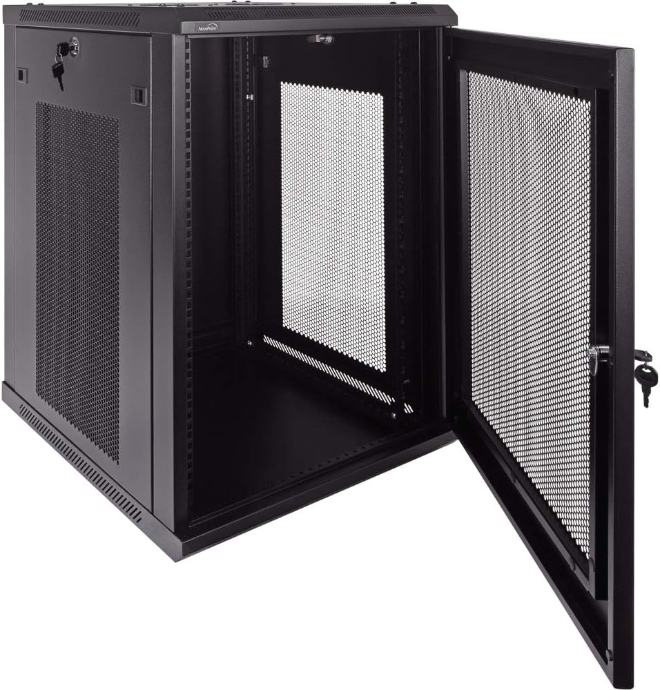 NavePoint 15U Deluxe IT Wallmount Cabinet Enclosure 19-Inch Server Network Rack with Locking Perforated Door 24-Inches Deep Black