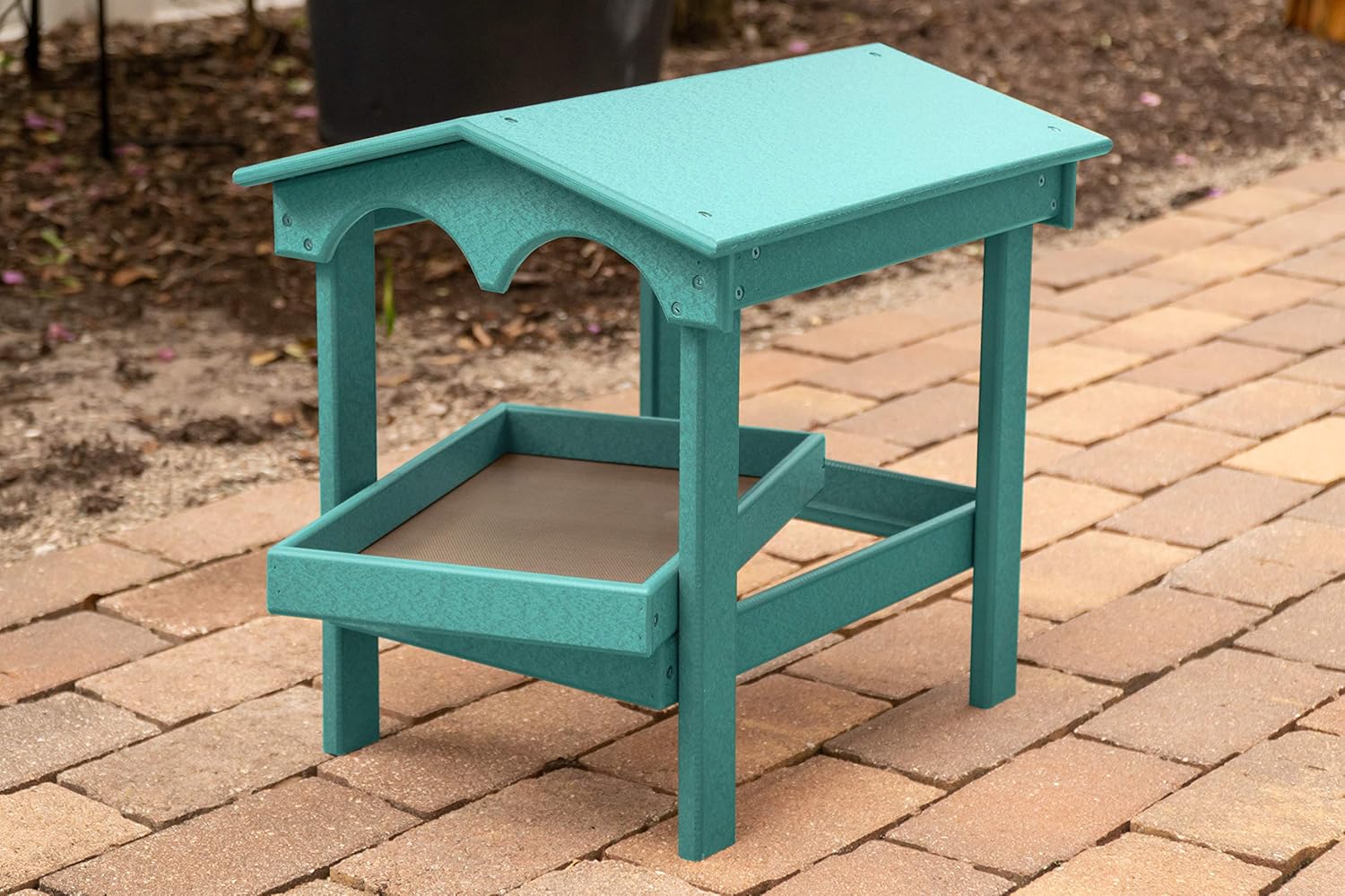 DutchCrafters Large Covered Ground Feeder with Removable Tray for Birds and Wildlife, Made from Plastic Poly - Amish Made in America (Turf Green)