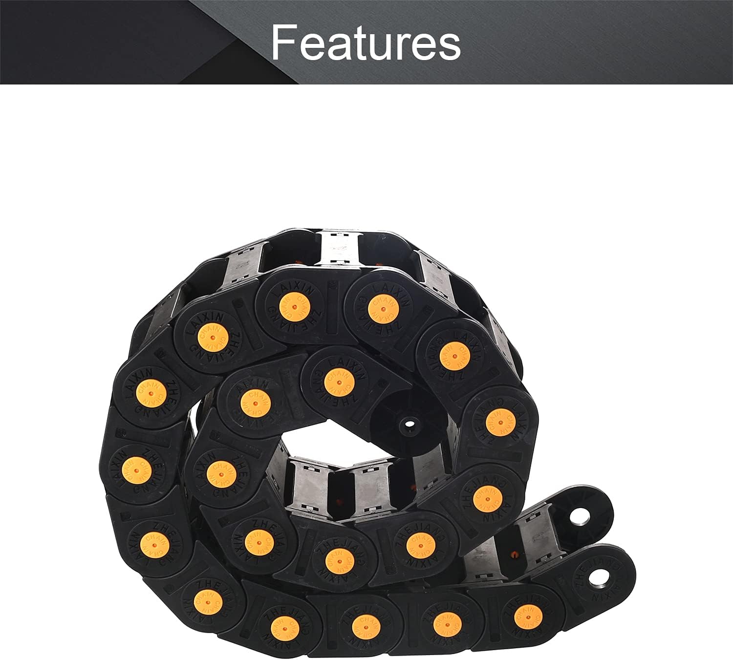 Fielect Drag Chain Cable Carrier Open Type with End Connectors R100 35X100mm 1 Meter Plastic for Electrical CNC Router Machines Black 1Pcs