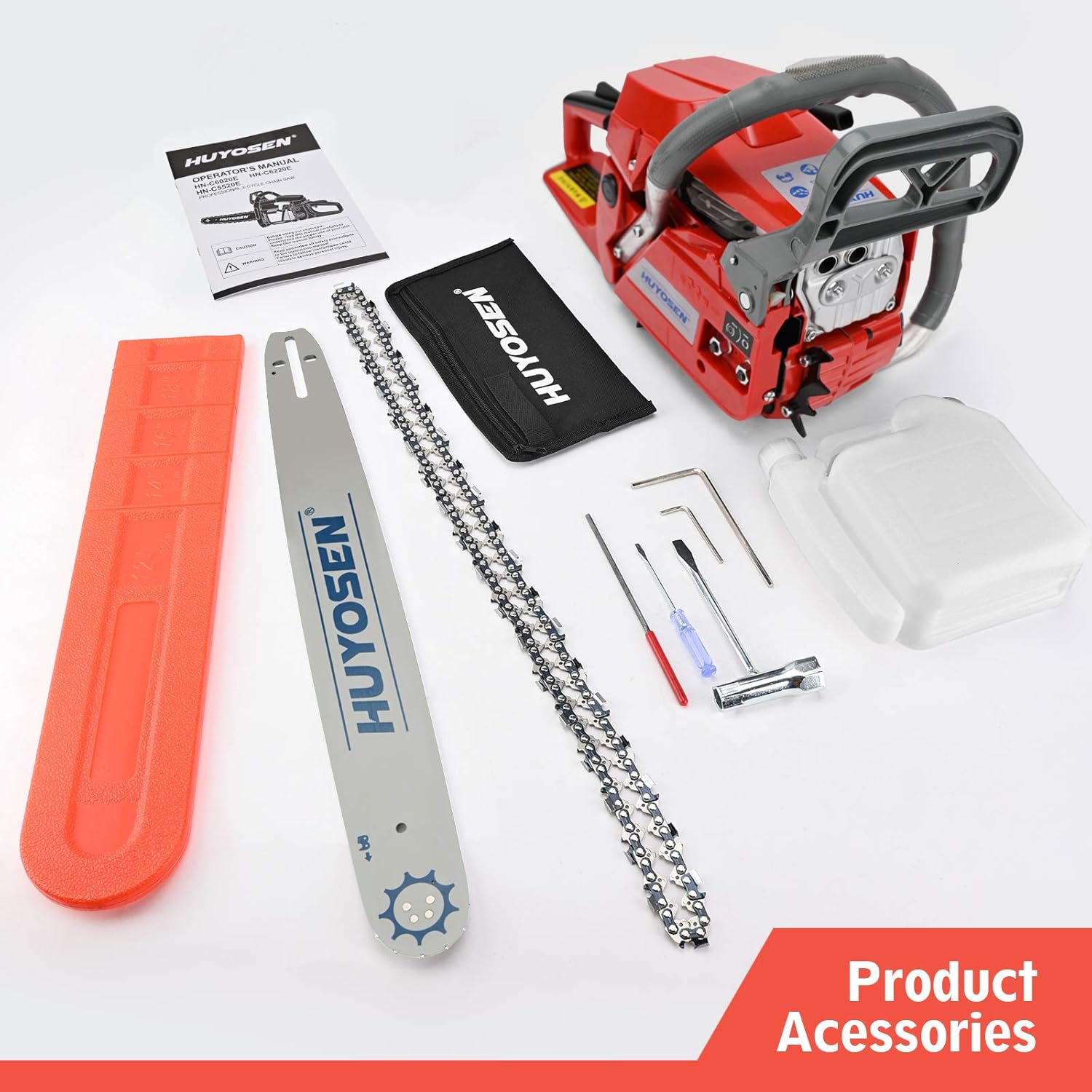 HUYOSEN 60CC 2-Cycle Gas Powered Chainsaw, 20-Inch Chainsaw, Cordless Handheld Gasoline Power Chain Saws for Cutting Trees, Wood, Garden and Farm(HN-C6020E)