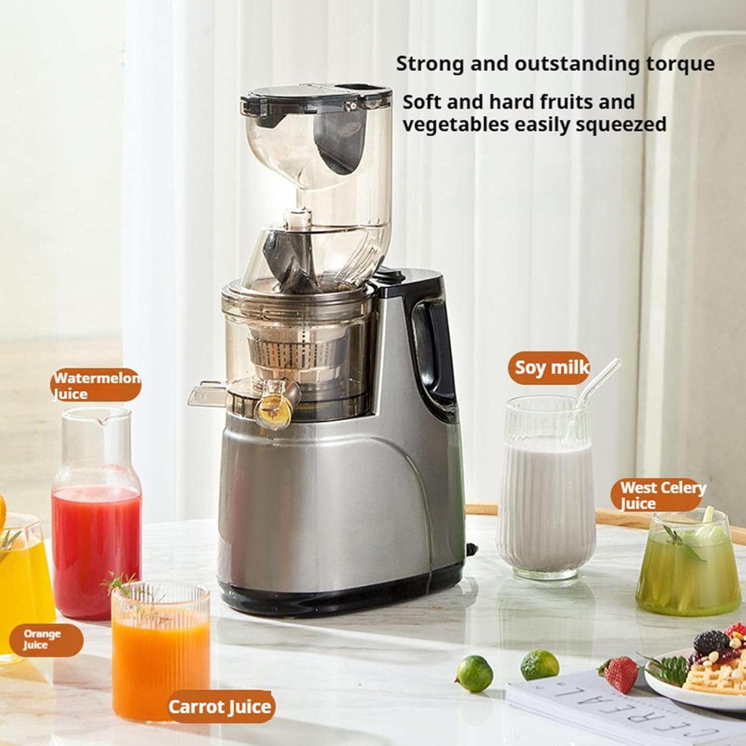 Electricity Juicer Machines Juice Separation, Small Home Portable Multifunctional Fruit and Vegetable Juicer,360-Degree Spiral Squeezing Juice is More Delicate