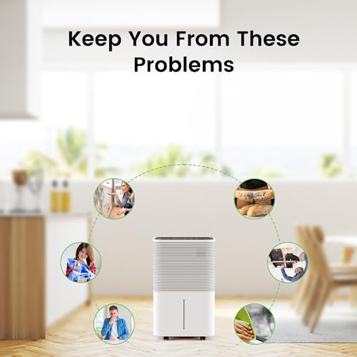 FREE VILLAGE Dehumidifier, 45 Pint (50 Pint Under 90°F/90% RH) Dehumidifiers for Home Up to 3500 Sq. Ft, Auto Drainage, Digital Control Panel, 24 Hr Timer, Dehumidifier for Basement, Bathroom, Bedroom