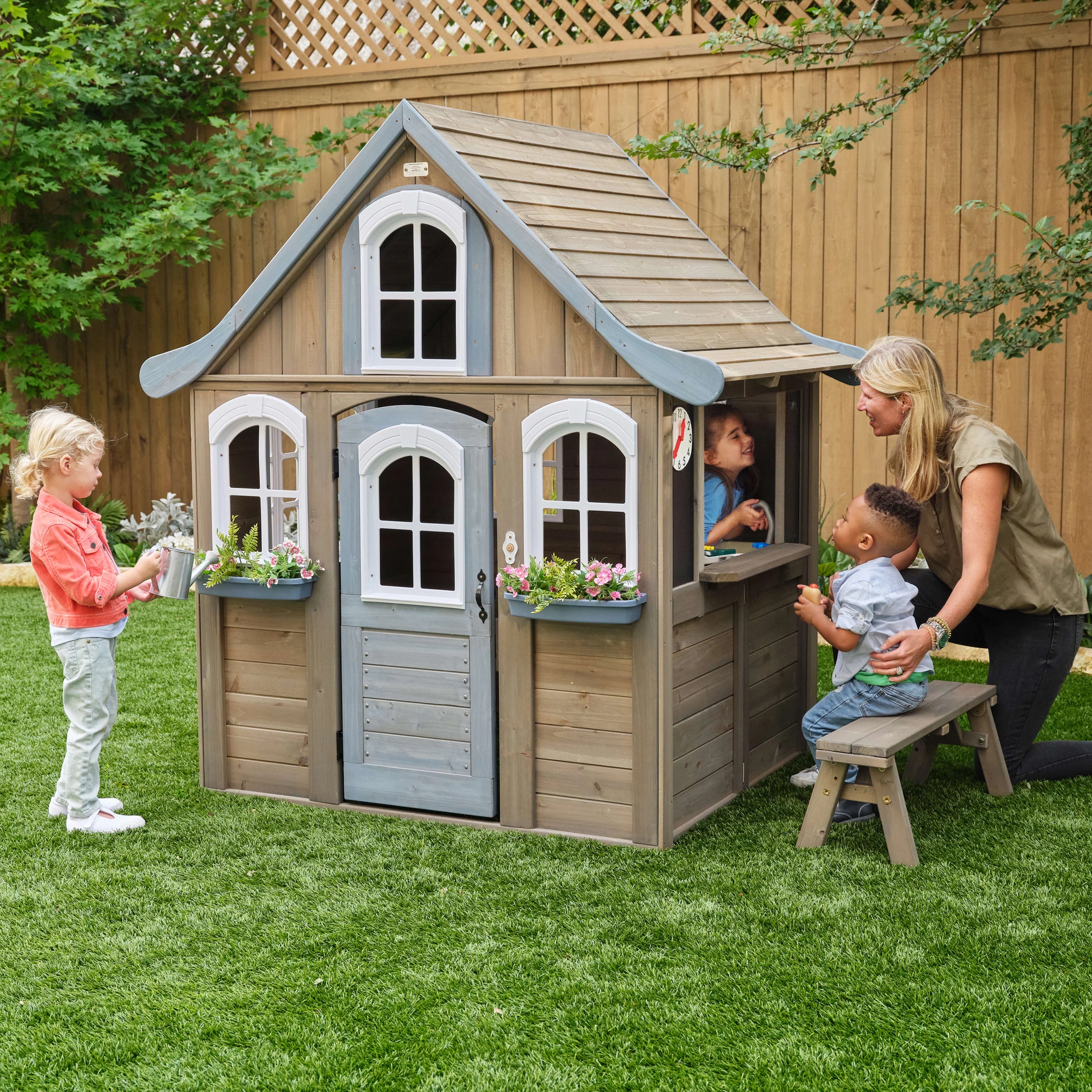 KidKraft Forestview II Wooden Outdoor Playhouse with Kitchen
