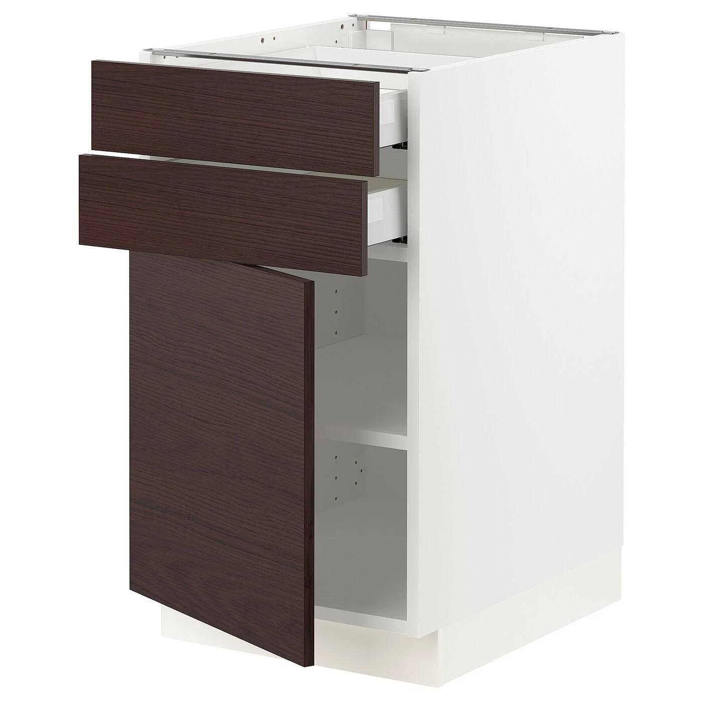 IKEA - SEKTION / MAXIMERA Base Cabinet w/Door u0026 2 Drawers, White Askersund/dark Brown Ash Effect, 18x24x30 89332483