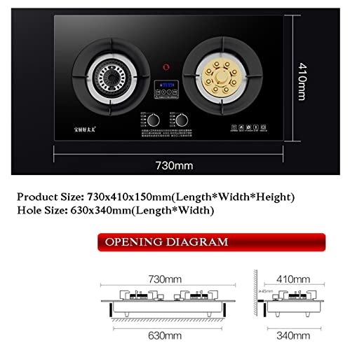 Gas Stove Cooktop 2 Burners,Portable Stainless Steel Built-in Gas Hob LPG/NG Dual Fuel Easy to Clean for RVs, Apartments Kitchen Stove