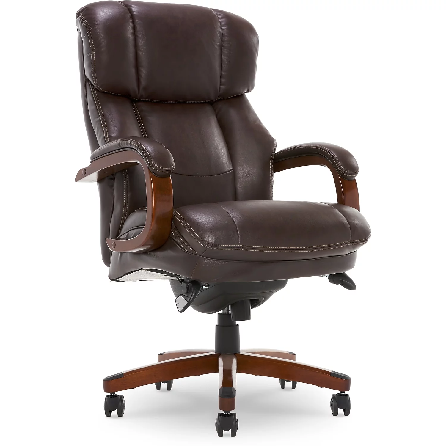 La-Z-Boy Fairmont Ergonomic Faux Leather Executive Big & Tall Chair 400 lb. Capacity Biscuit Brown