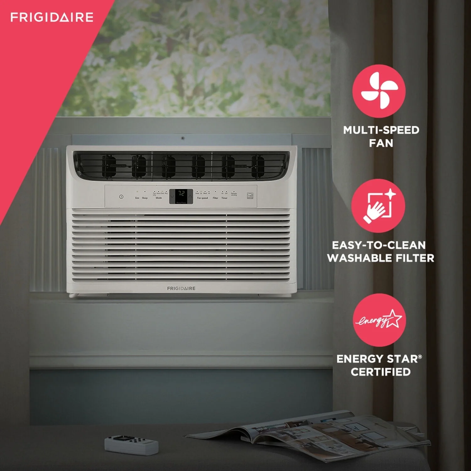 Frigidaire 5,000 BTU 115V Window-Mounted Mini-Compact Air Conditioner with Full-Function Remote Control, White