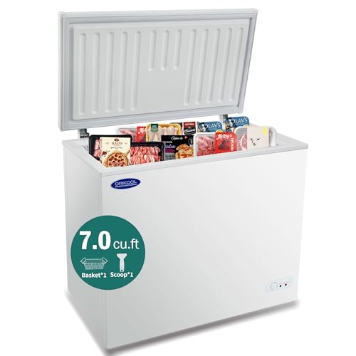 Chest Freezer, Solid Top Commercial Deep Chest Freezers with Lockable Stay-Open Lid Painted for Back-of-House Bulk Storage 110V Ice Cream Freezers