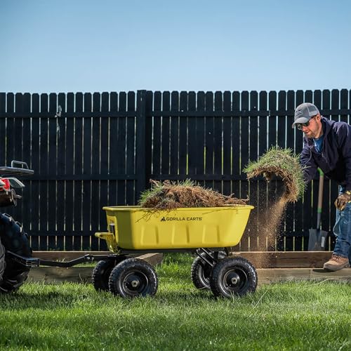 Gorilla Carts Heavy Duty Steel Yard Dump Cart Garden Wagon with 13 Inch Tires, Yellow
