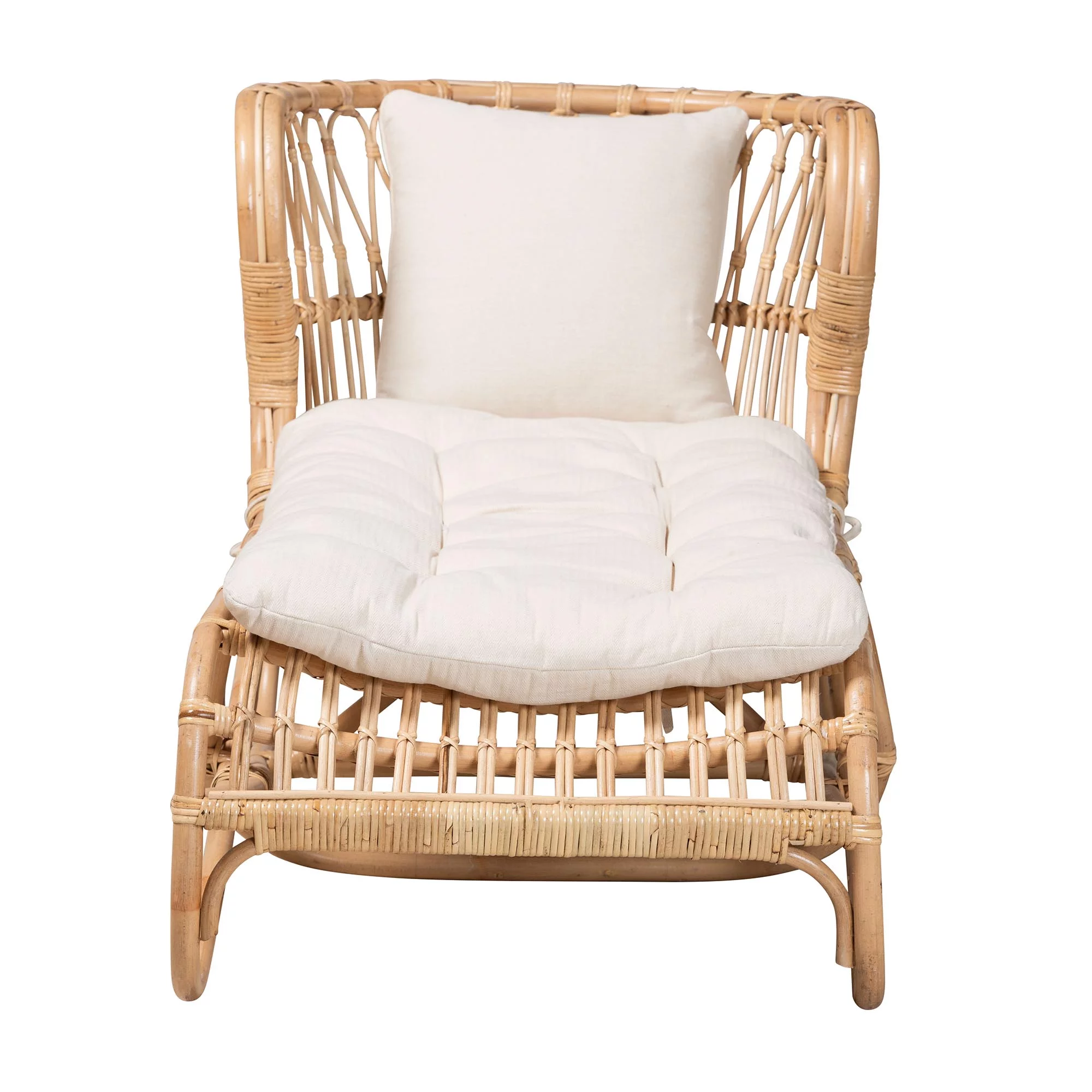 bali & pari Delara Modern Bohemian Natural Brown Rattan Chaise