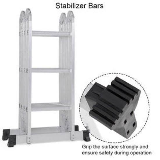 Gymax 12.5ft Multi Purpose Folding EN131 Aluminum Scaffold Ladder Step