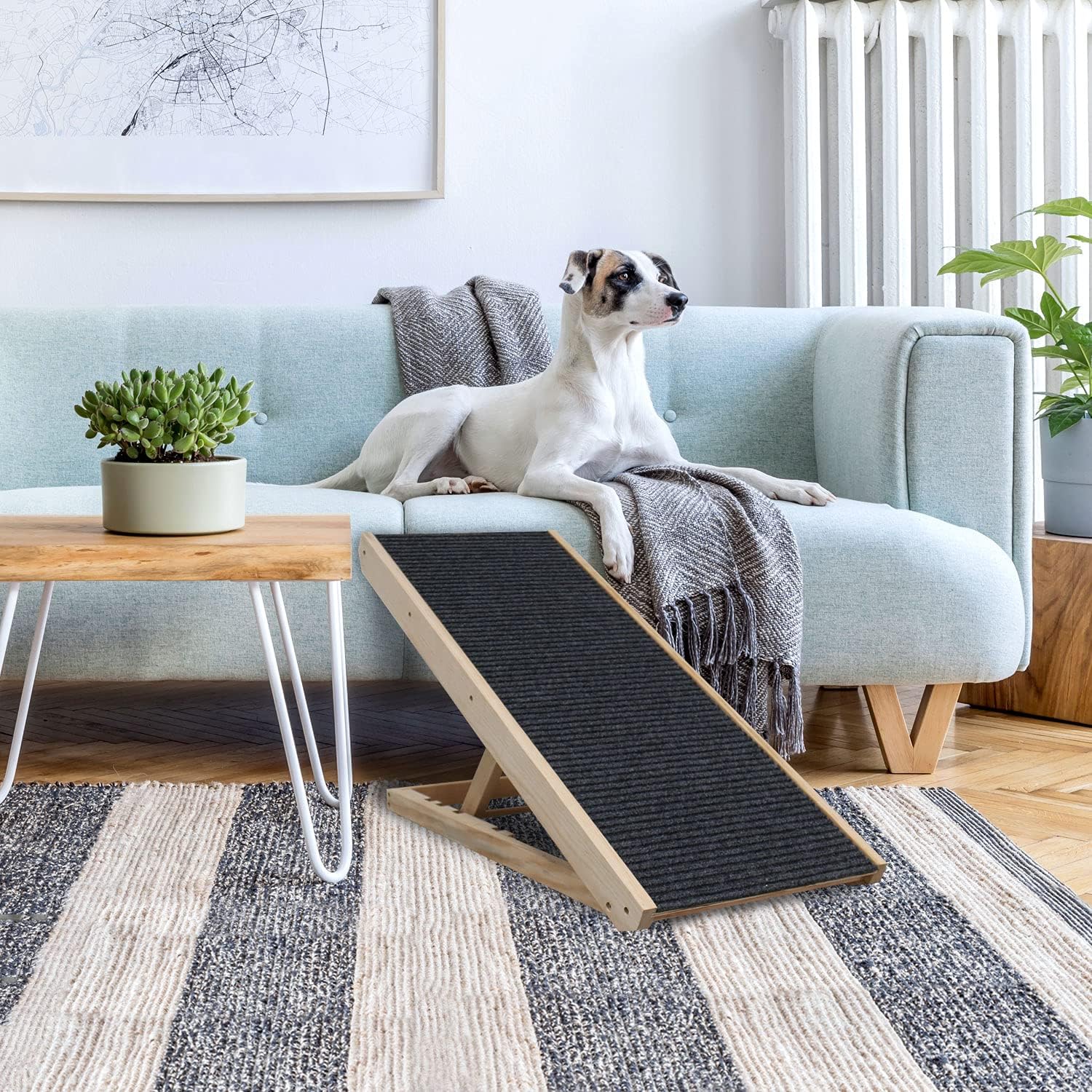 MelkTemn Adjustable 40 Long Pet Ramp for All Dogs and Cats for Couch or Bed with Paw Traction Mat,Adjustable from 12” to 24”,Great for Small & Older Animals