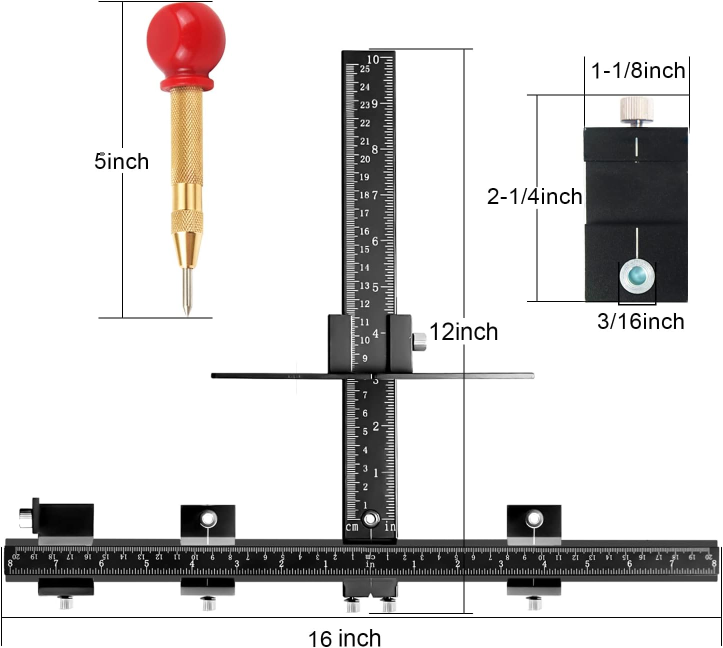 King&Charles Cabinet Hardware Jig, Aluminum Alloy Cabinet Handle Jig - Cabinet jig for handles and pulls, Drill Guide Sleeve Drawer Pull Jig Tool for Cabinet Knobs Pulls.