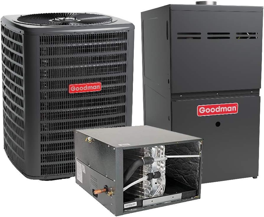 Goodman 5 Ton 14 SEER Air Conditioner GSX140601, Coil CHPF4860D6, 80,000 BTU 80% AFUE Horizontal Gas Furnace GHS80805CX