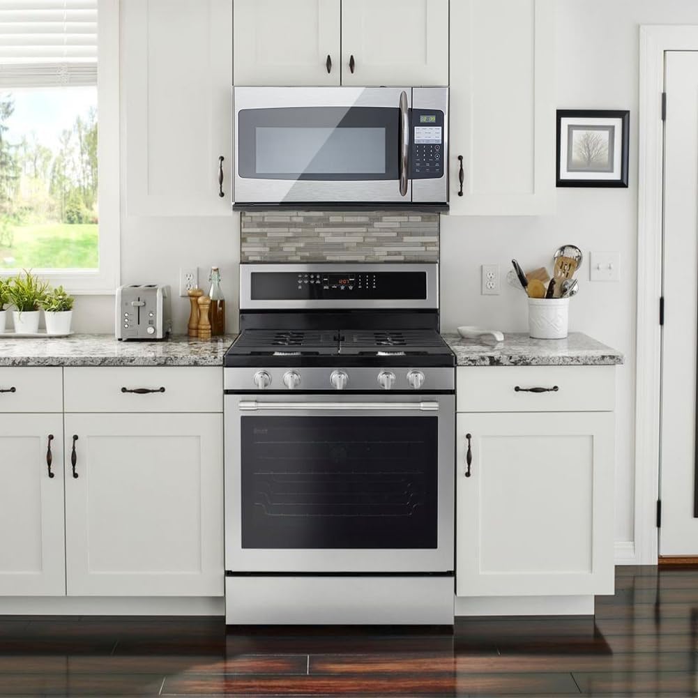 1.6 Cu.Ft. Over the Range Microwave 30 Inch with Vent, Rangetop Microwave with Sensor Cook, ECO Mode, LED Lighting and Child Lock, Smudge-Proof Stainless Steel