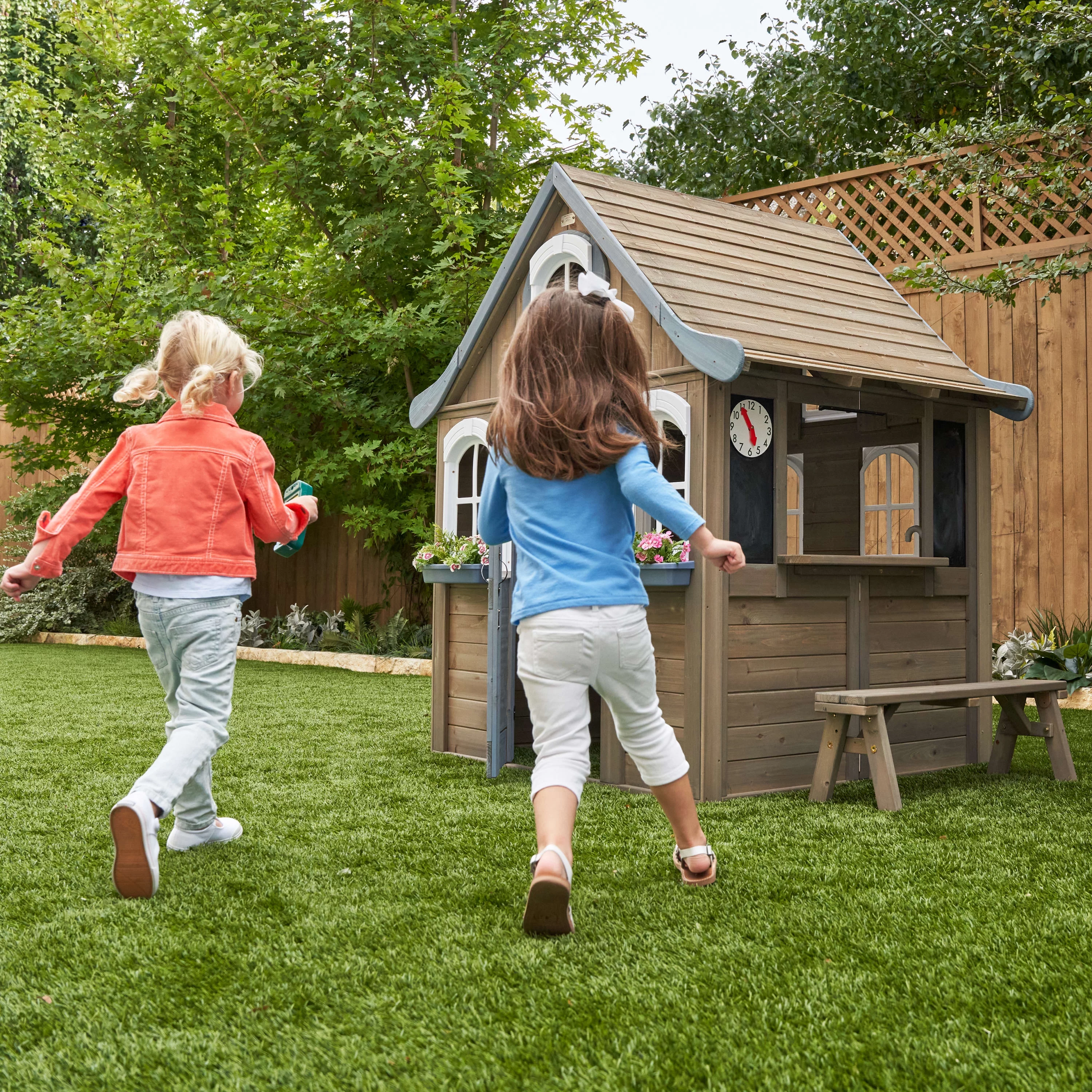 KidKraft Forestview II Wooden Outdoor Playhouse with Kitchen