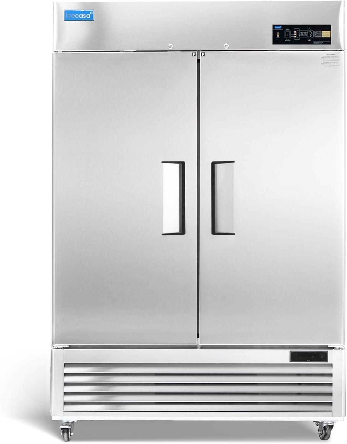 54"Commercial Freezer with 2 Solid Door Reach-in 49 Cu.ft Stainless Steel Commercial Freezer Fan Cooling for Restuarant, Bar, Shop, etc