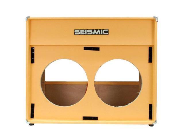 Seismic Audio 2x12 Empty Guitar Speaker Cabinet Orange Tolex Cab 212 Black - Luke-2x12V_ORBL