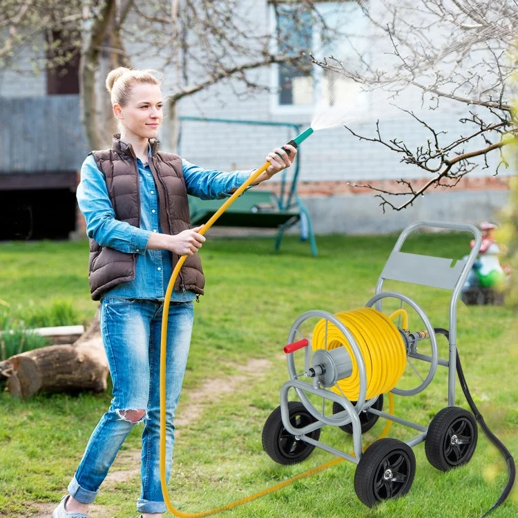 Durable Garden Hose Reel Cart - 46.0 - Store and Transport Hose Effortlessly