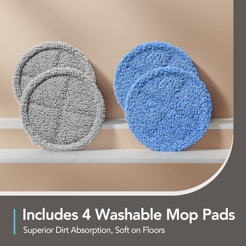 iDOO Electric Mop, Dual-Motor Electric Spin Mop with Sprayer and LED Headlight, Cordless Electric Mop for Floor Cleaning, Powerful Floor Cleaner Floor Scrubber with Transparent Water Tank & Mop Pads