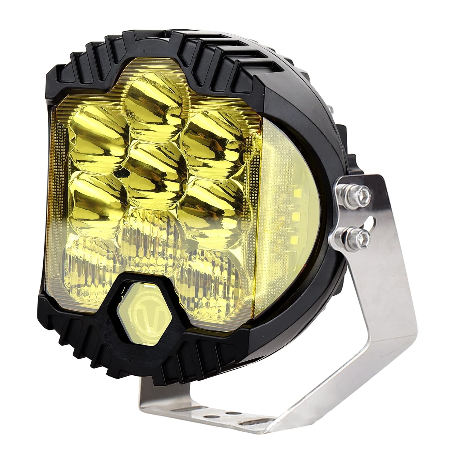 JoaSinc 7 Inch 90W Side Shooter Led Light Pod LED Light Bar Yellow Lens Combo Spot Flood Off Road Amber Fog Lights Driving Lamp IP67 Waterproof for Truck SUV ATV Car Boat