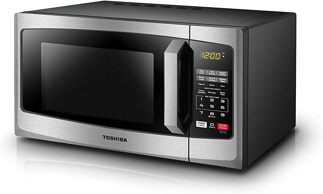 TOSHIBA EM925A5A-SS Countertop Microwave Oven, 0.9 Cu Ft With 10.6 Inch Removable Turntable, 900W & ML-EM45P(BS) Countertop Microwave Oven with Smart Sensor and Position Memory Turntable