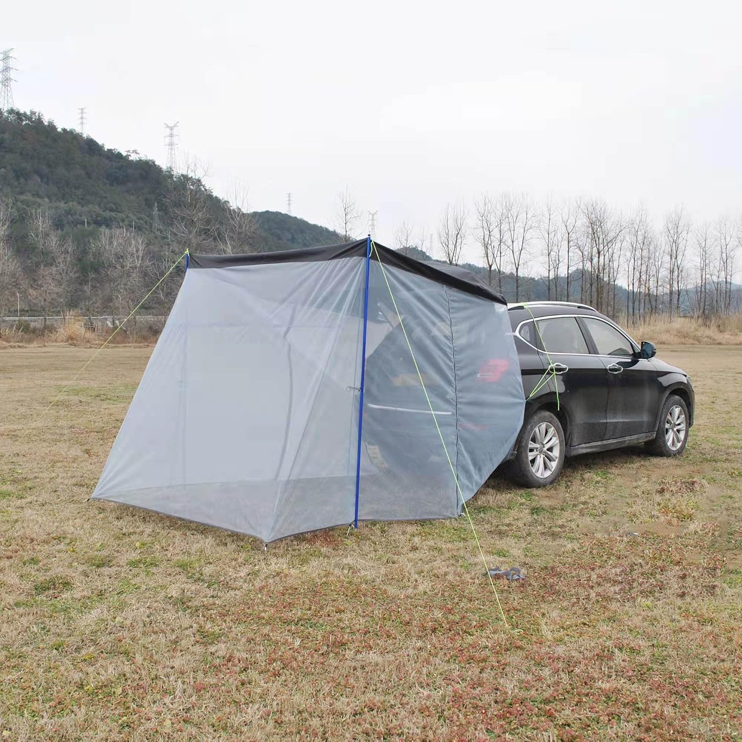 Car Awning Tent Shade Car Rear Tent, SUV Awning Canopy, Van Awning with Screen, Portable Awning for Camping, 3-4 Person