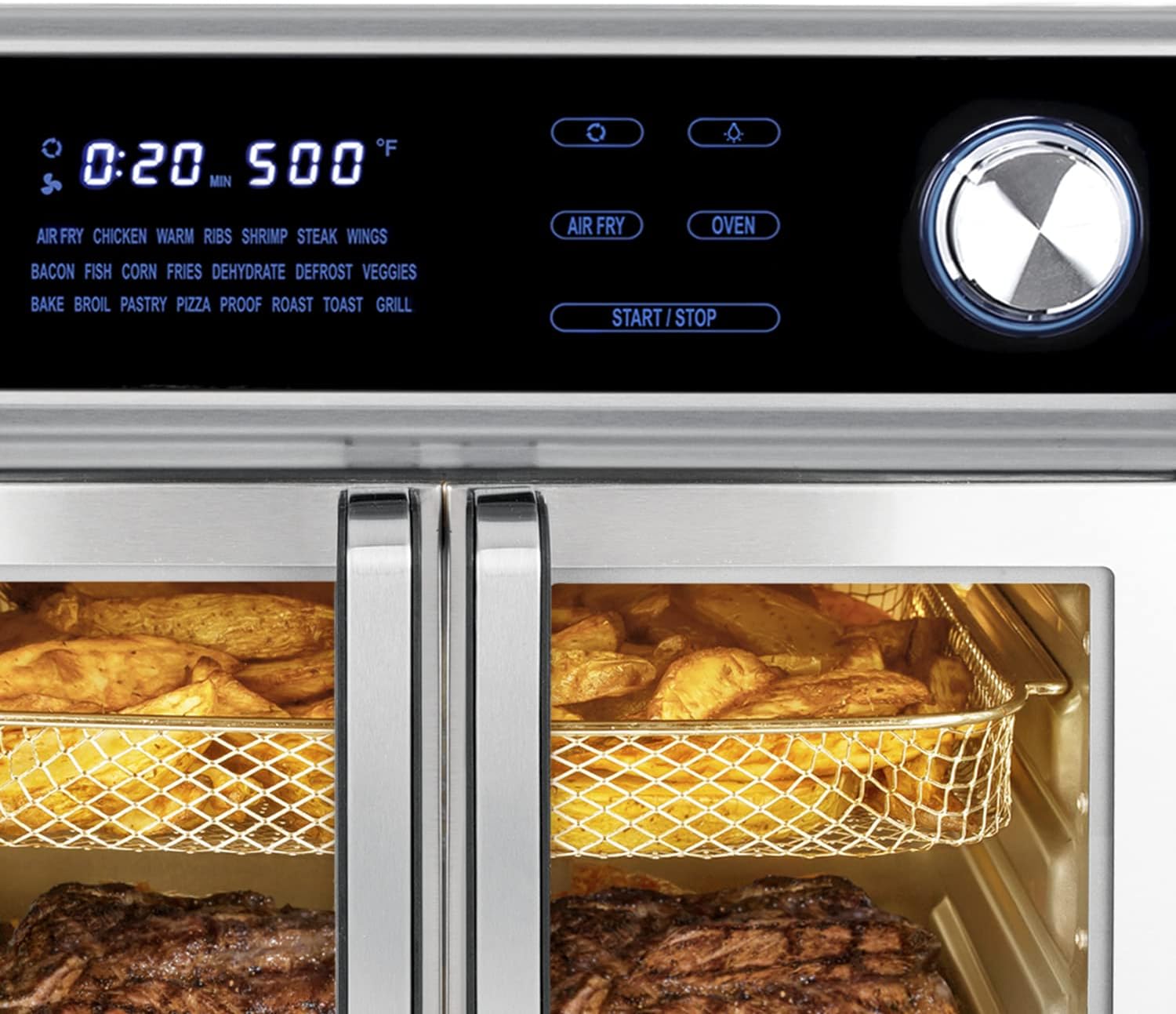 Kalorik 26 Quart Maxx Digital Air Fryer Oven Combo - Rotisserie, Grill, 1700W, Black & Stainless Steel