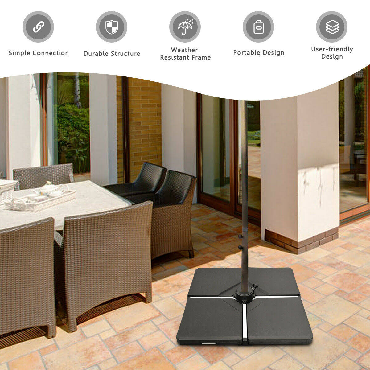 Costway 4 Pcs 238lb Patio Cantilever Offset Umbrella Base Weight Stand