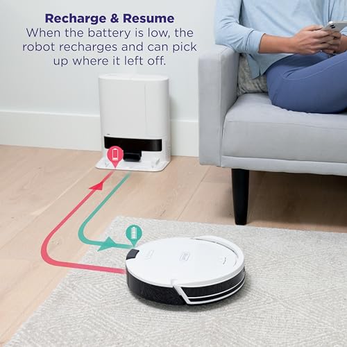 Shark Navigator Robot Vacuum and Self-Empty Base with Bagless 60-Day Capacity Self-Empty Base, SmartPath Navigation, Powerful Pet Hair Pickup, Anti-Hair Wrap, For Carpets & Hard Floors, Grey, RV2120AE