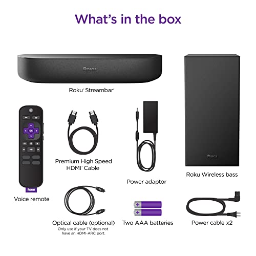 Roku Roku Streambar & Wireless Bass Wireless Bluetooth Remote Control App Control Standalone Streaming Media Player